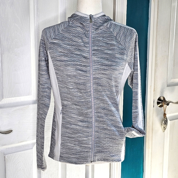 Athleta Gray and White Zip Up Hoodie Jacket Small EUC - Picture 6 of 15